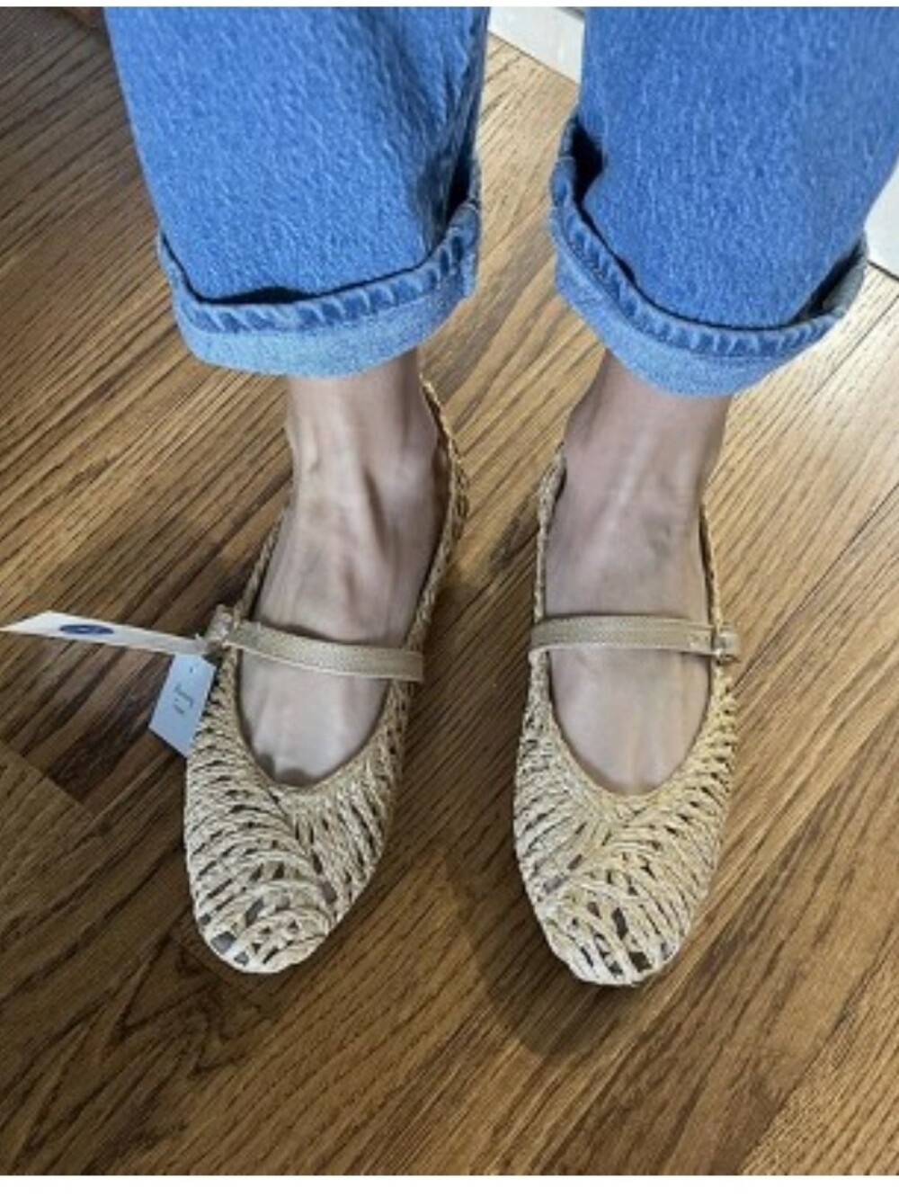 Woven Myla Mary Jane Flats in Natural Tan